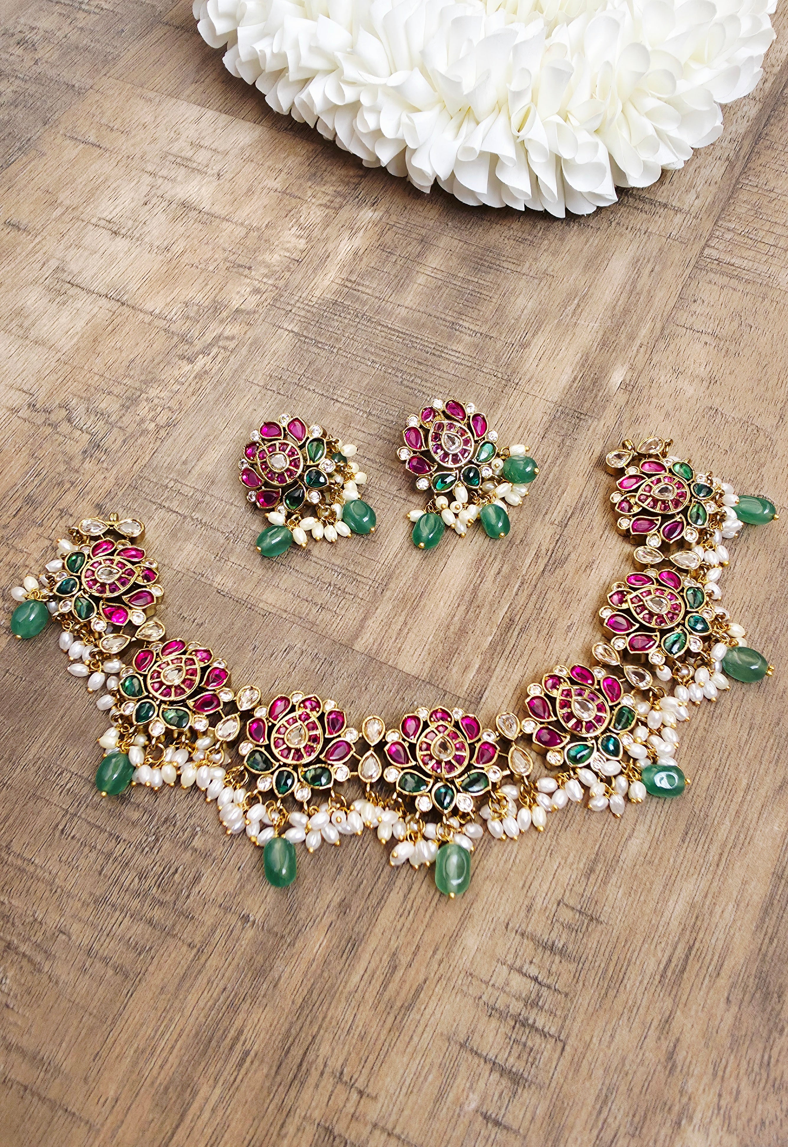 Luxury jaddau kundan necklace